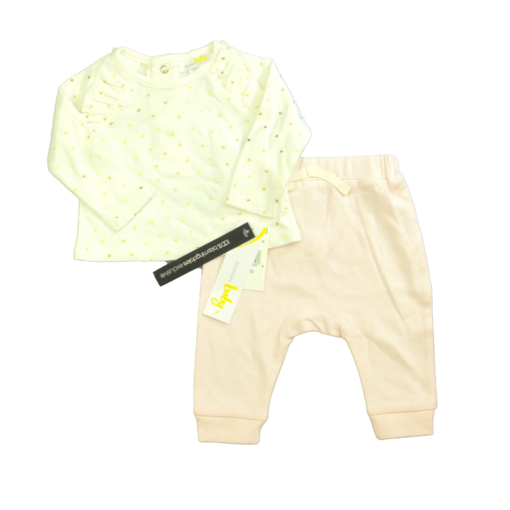 Bloomie's Baby Girls Pink | White | Gold Hearts Apparel Sets size: 3 Months